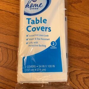 Set of table covers attractive linen look two ply w/protective backing